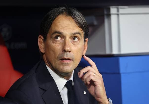 Fussball, Herren, Champions League, Saison 2024 2025, Paris Saint-Germain - Inter Mailand, Finale, UEFA Champions League Final 2025, Allianz Arena Simone Inzaghi, Trainer (Inter Mailand) auf der Trainerbank sitzend