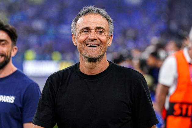 2025-05-31 Paris Saint-Germain v FC Internazionale Milano - UEFA Champions League Final 2025 MUNICH, GERMANY - MAY 31: head coach Luis Enrique of Paris Saint-Germain looks on smiling during the UEFA Champions League Final 2025 match between Paris Saint-Germain and FC Internazionale Milano at Munich Football Arena on May 31, 2025 in Munich, Germany. Munich Munich Football Arena Germany Content not available for redistribution in The Netherlands directly or indirectly through any third parties. Copyright: xJorisxVerwijstx
