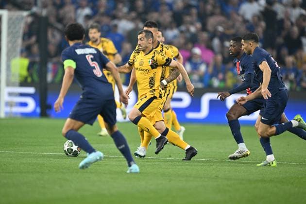 UEFA Champions League final match: Paris Saint-Germain v Inter Milan MUNICH, GERMANY - MAY 31: Henrikh Mkhitaryan (C) of Inter Milan in action during the UEFA Champions League final match between Paris Saint-Germain (PSG) and Inter Milan at Munich Football Arena in Munich, Germany on May 31, 2025. Mustafa Yalcin Anadolu Munich Germany. Editorial use only. Please get in touch for any other usage.  Copyright: x2025xAnadoluxMustafaxYalcinx