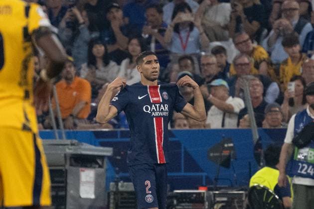 Tor zum 1:0 durch Achraf Hakimi (Paris Saint-Germain, 02), Jubel Torjubel. GER, Paris Saint-Germain vs. Inter Mailand, Fussball, Herren, UEFA Champions League Finale Muenchen 2025, Spielzeit 2024 2025, 31.05.2025, GER, Paris Saint-Germain vs. Inter Mailand, Fussball, Herren, UEFA Champions League Finale Muenchen 2025, Spielzeit 2024 2025, 31.05.2025 Muenchen Copyright: xEibner-Pressefoto WolfgangxFrankx EP_WFK