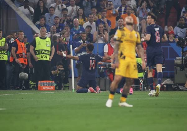 Fussball, Herren, Champions League, Saison 2024 2025, Paris Saint-Germain - Inter Mailand, Finale, UEFA Champions League Final 2025, Allianz Arena 2:0 durch Desire Doue (FC Paris Saint-Germain) , Tor, Jubel