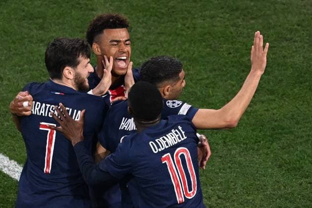 UEFA Champions League final match: Paris Saint-Germain v Inter Milan MUNICH, GERMANY - MAY 31: Achraf Hakimi of Paris Saint-Germain (PSG) and team-mates celebrate after scoring a goal the UEFA Champions League Final between Inter Milan and Paris Saint-Germain (PSG) at Munich Football Arena in Munich, Germany on May 31, 2025. Halil Sagirkaya Anadolu Munich Germany. Editorial use only. Please get in touch for any other usage.  Copyright: x2025xAnadoluxHalilxSagirkayax