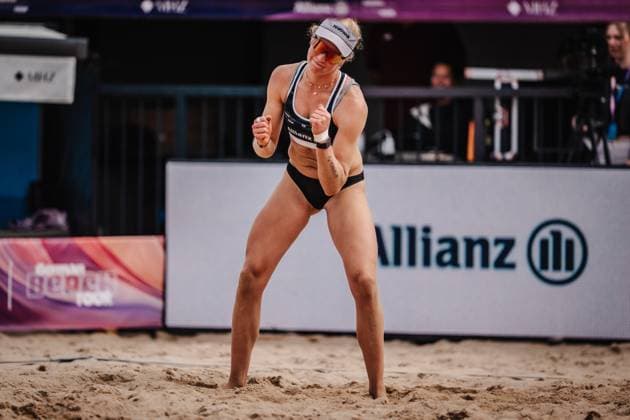 Beachvolleyball Männer Allianz German Beach Tour 2025 Tourstop Hamburg 31.05.2025 Melanie Paul ballt die Faust Hamburg Active City Arena Heiligengeistf Hamburg Deutschland