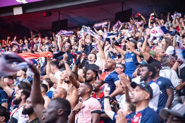 FOOTBALL : Diffusion de Paris SG vs Inter Milan au Parc des Princes - Ligue des Champions - Finale - 31 05 2025 Joie des supporters du Paris SG aprÃ s le but de Achraf Hakimi ParisFrance  Copyright: xBaptistexAutissierx
