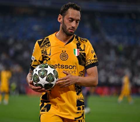 31.05.2025, Fussball UEFA Championsleague Finale 2025: Paris St. Germain - Inter Mailand, in der Allianz-Arena München. Hakan Calhanoglu (Inter Mailand)