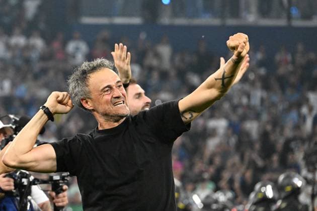 31.05.2025, xsltx, Fussball UEFA Champions League Finale 2025, Paris St.Germain - Inter Mailand v.l. Jubel, Freude über den Gewinn der Champions League Trainer Coach Luis Enrique (Paris St. Germain) (DFL DFB REGULATIONS PROHIBIT ANY USE OF PHOTOGRAPHS as IMAGE SEQUENCES and or QUASI-VIDEO) Muenchen