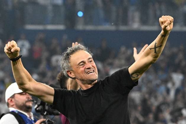 31.05.2025, xsltx, Fussball UEFA Champions League Finale 2025, Paris St.Germain - Inter Mailand v.l. Jubel, Freude über den Gewinn der Champions League Trainer Coach Luis Enrique (Paris St. Germain) (DFL DFB REGULATIONS PROHIBIT ANY USE OF PHOTOGRAPHS as IMAGE SEQUENCES and or QUASI-VIDEO) Muenchen