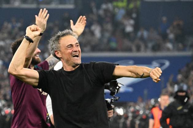 31.05.2025, xsltx, Fussball UEFA Champions League Finale 2025, Paris St.Germain - Inter Mailand v.l. Jubel, Freude über den Gewinn der Champions League Trainer Coach Luis Enrique (Paris St. Germain) (DFL DFB REGULATIONS PROHIBIT ANY USE OF PHOTOGRAPHS as IMAGE SEQUENCES and or QUASI-VIDEO) Muenchen