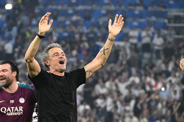 31.05.2025, xsltx, Fussball UEFA Champions League Finale 2025, Paris St.Germain - Inter Mailand v.l. Jubel, Freude über den Gewinn der Champions League Trainer Coach Luis Enrique (Paris St. Germain) (DFL DFB REGULATIONS PROHIBIT ANY USE OF PHOTOGRAPHS as IMAGE SEQUENCES and or QUASI-VIDEO) Muenchen