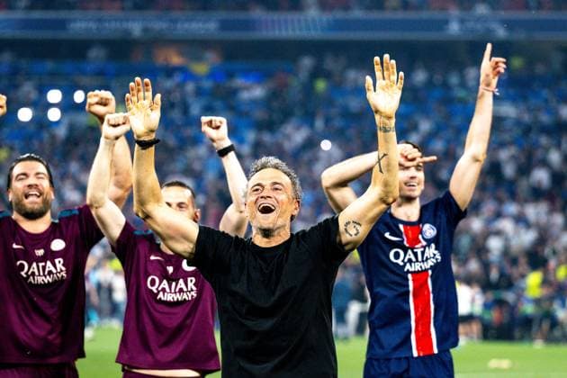 Luis Enrique (Paris Saint-Germain, Trainer, Cheftrainer) bejubelt den Sieg, GER, Paris Saint-Germain vs. Inter Mailand, Fussball, Herren, UEFA Champions League Finale Muenchen 2025, Spielzeit 2024 2025, 31.05.2025, GER, Paris Saint-Germain vs. Inter Mailand, Fussball, Herren, UEFA Champions League Finale Muenchen 2025, Spielzeit 2024 2025, 31.05.2025 Muenchen Copyright: xEibner-Pressefoto WolfgangxFrankx EP_WFK