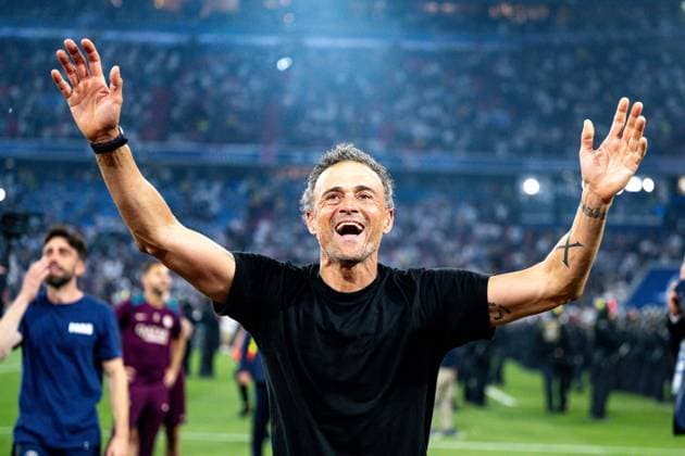 Luis Enrique (Paris Saint-Germain, Trainer, Cheftrainer) bejubelt den Sieg, GER, Paris Saint-Germain vs. Inter Mailand, Fussball, Herren, UEFA Champions League Finale Muenchen 2025, Spielzeit 2024 2025, 31.05.2025, GER, Paris Saint-Germain vs. Inter Mailand, Fussball, Herren, UEFA Champions League Finale Muenchen 2025, Spielzeit 2024 2025, 31.05.2025 Muenchen Copyright: xEibner-Pressefoto WolfgangxFrankx EP_WFK