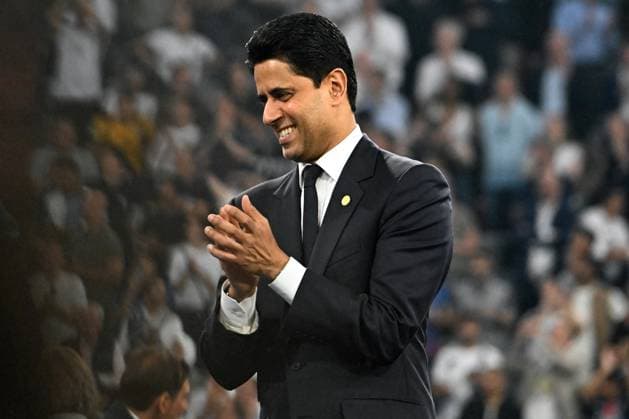 31.05.2025, xsltx, Fussball UEFA Champions League Finale 2025, Paris St.Germain - Inter Mailand v.l. Jubel, Freude über den Gewinn der Champions League Vorstandsvorsitzender Nasser Al-Khelaifi (Paris St. Germain) (DFL DFB REGULATIONS PROHIBIT ANY USE OF PHOTOGRAPHS as IMAGE SEQUENCES and or QUASI-VIDEO) Muenchen