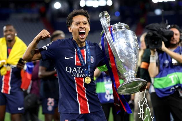 Champions League Final 2025 31 May 2025, Munich - UEFA Champions League Final - Paris Saint-Germain v Internazionale Milano - Marquinhos of PSG celebrates with the trophy - Photo: Charlotte Wilson Offside. Munich Germany Copyright: xCharlottexWilsonx xOffsidexOffside