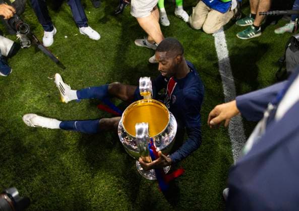 Munich, Germany. 31st Mar 2025. Ousmane Dembele (Paris) with the Trophy Paris Saint-Germain - Inter Mailand 31.05.2025