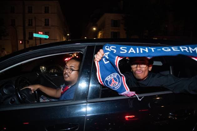 FOOTBALL : Celebration des suporters du PSG dans les rues de Paris - 31 05 2025 CÃ lÃ bration des supporters Parisien apres la victoire en Ligue des Champions du Paris SG ParisFrance  Copyright: xBaptistexAutissierx