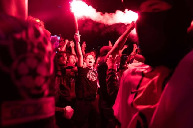 May 31, 2025, Paris, France, FRA: Outside the Parc des Princes, a sea of joy and fireworks: Paris Saint-Germain fans erupt in celebration after their teamâ€⠢s stunning 5-0 triumph over Inter Milan in Munich. With this historic victory, PSG becomes only the second French football clubâ€after Olympique de Marseille in 1993â€to lift the UEFA Champions League trophy. A night of chants, flags, and tears of happiness marked a long-awaited moment for supporters across the capital. However, the festivities were marred by clashes between some groups of fans and the police, with several cars set on fire and tensions flaring in the surrounding streets. Paris FRA - ZUMAl224 0821126055st Copyright: xStefanoxLorussox