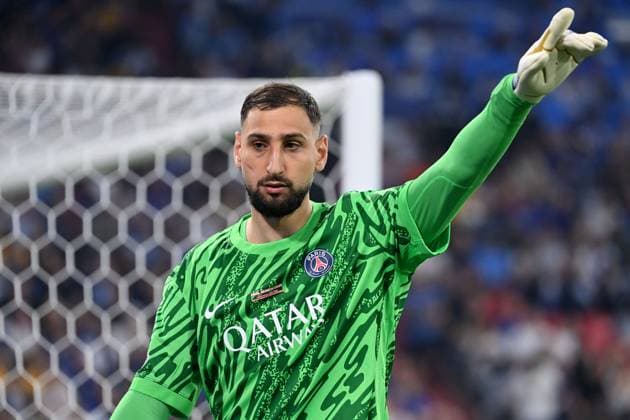 Torwart Gianluigi Donnarumma (PSG), Gestik,gibt Anweisungen, Aktion,Einzelbild,angeschnittenes Einzelmotiv,Halbfigur,halbe Figur. Fussball UEFA Champions League Finale Paris Saint-Germain (PSG) - Inter Mailand 5-0, am 31.05.2025 Munich Football Arena,