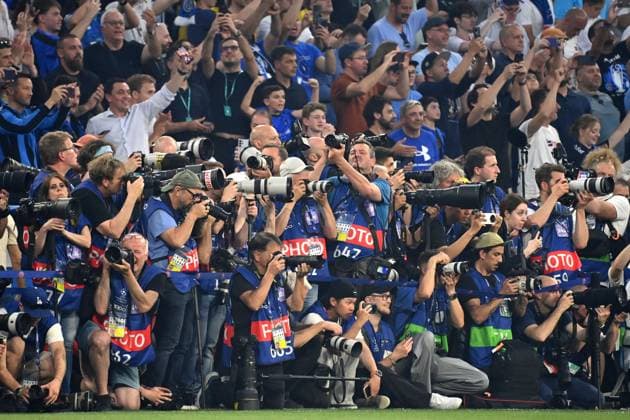 Randmotiv,Sportfotografen,Pressefotografen,Fotografen,Medien,Berichterstattung. Fussball UEFA Champions League Finale Paris Saint-Germain (PSG) - Inter Mailand 5-0, am 31.05.2025 Munich Football Arena,