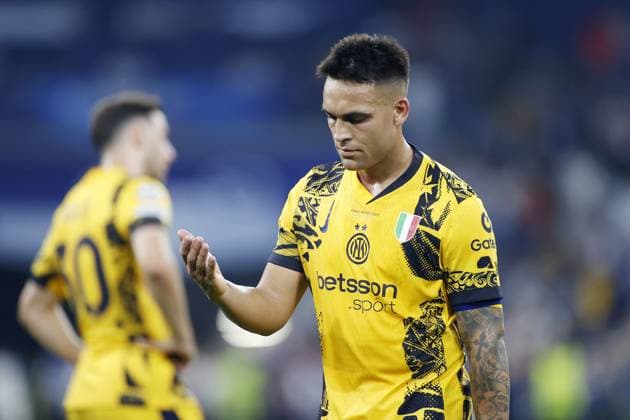 MUNCHEN, 31-05-2025, Allianz Arena, UEFA Champions League season 2024 2025, Match between Paris Saint Germain and Inter Milan 5-0 a score that has never been established in a CL-final so far. Inter Milan player Lautaro Martinez dejected after the lost game PSG - Inter Milan (CL Final)  x29569645x Copyright: