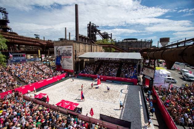 Pro Tour Beach volleyball, Beachvolleyball tournament, category Elite, took place in Ostrava, Czech Republic, on June 1, 2025. Anders Berntsen Mol, Christian Sandlie Sorum of Norway vs. Ondrej Perusic, David Schweiner of Czech Republic. (CTKxPhoto VladimirxPrycek) CTKPhotoP2025060102459  CTKPhotoP2025060102459