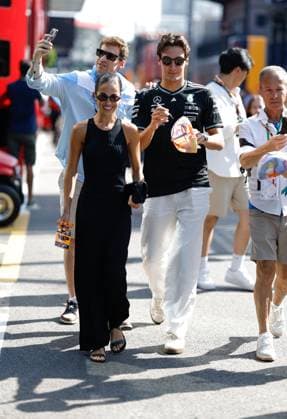 63 George Russell (GBR, Mercedes-AMG Petronas F1 Team) and his girlfriend Carmen Montero Mundt, F1 Grand Prix of Spain at Circuit de Barcelona-Catalunya on June 1, 2025 in Barcelona, Spain. (Photo by HOCH ZWEI) Barcelona Spain