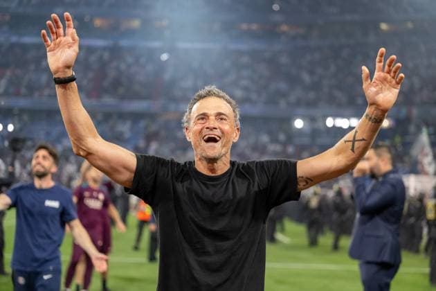 Nach Spielende Schlussjubel, freude bei Luis Enrique (Paris Saint-Germain, Trainer, Cheftrainer) GER, Paris Saint-Germain vs. Inter Mailand, Fussball, Herren, UEFA Champions League Finale Muenchen 2025, Spielzeit 2024 2025, 31.05.2025, GER, Paris Saint-Germain vs. Inter Mailand, Fussball, Herren, UEFA Champions League Finale Muenchen 2025, Spielzeit 2024 2025, 31.05.2025 Muenchen Copyright: xEibner-Pressefoto WolfgangxFrankx EP_WFK