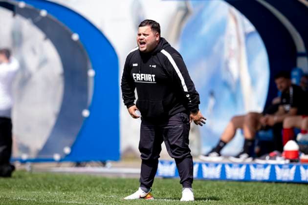 Regionalliga-Nordost Frauen: F.C. Hansa Rostock vs. 1. FFV Erfurt; Rostock; 01.06.2025 Gino Heinze (Trainer; 1. FFV Erfurt) Regionalliga-Nordost Frauen: F.C. Hansa Rostock vs. 1. FFV Erfurt; Ostseestadion Rostock; 01.06.2025 Copyright: xBEAUTIFULxSPORTS Duehringx