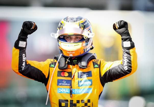 BARCELONA - Oscar Piastri (McLaren) celebrates his victory at the Circuit de Barcelona-Catalunya after the end of the Spanish Grand Prix. ANP SANDER KING xVIxANPxSportx xxANPxIVx 529111495 originalFilename: 529111495.jpg