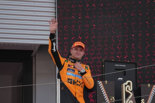 Formel 1 Aramco Grand Prix von Spanien 2025 01.06.2025, Circuit de Catalunya, Barcelona, Formel 1 Aramco Grand Prix von Spanien 2025 , im Bild Podium:, 2.Platz für Lando Norris (GBR), McLaren F1 Team