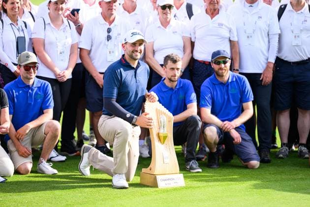 GOLF - Austrian Alpine Open HENNDORF,AUSTRIA,01.JUN.25 - GOLF - DP World Tour, Austrian Alpine Open, Golfclub Gut Altentann. Image shows Nicolai Von Dellingshausen (GER) at the award ceremony.  GEPAxpictures xChristianxMoser