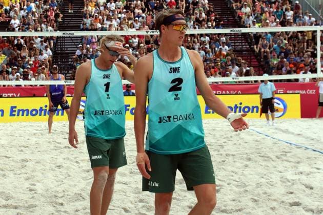 Beach Pro Tour Ostrava, 01.06.2025 Beach Pro Tour Ostrava, Beach-Volleyball, Elite16, Ostrava, 01.06.2025 Bild: Åhman, David (SWE, 1) und Hellvig, Jonatan (SWE, 2) Copyright: xBEAUTIFULxSPORTS NilsxKoepkex