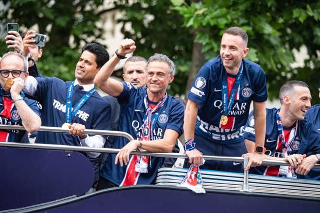 FOOTBALL : Parade des joueurs du PSG sur les Champs ElysÃ e - 01 06 2025 Luis Enrique ParisFrance  Copyright: xBaptistexAutissierx