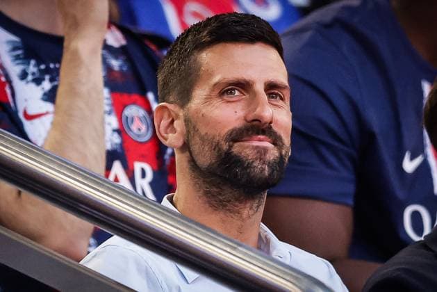 June 1, 2025, Paris, France, France: Novak DJOKOVIC during a ceremony to present the trophy a day after Paris Saint-Germain (PSG) football club won the UEFA Champions League at Parc des Princes Stadium on June 01, 2025 in Paris, France. Paris France - ZUMAm308 20250601_zsp_m308_047 Copyright: xMatthieuxMirvillex