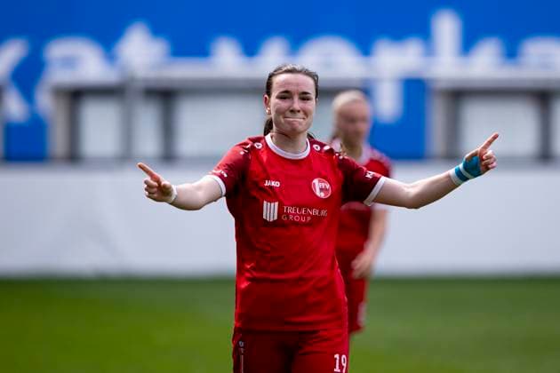 Regionalliga-Nordost Frauen: F.C. Hansa Rostock vs. 1. FFV Erfurt; Rostock; 01.06.2025 Jubel, Lea Schrenk ( 19; 1. FFV Erfurt) Regionalliga-Nordost Frauen: F.C. Hansa Rostock vs. 1. FFV Erfurt; Ostseestadion Rostock; 01.06.2025 Copyright: xBEAUTIFULxSPORTS Duehringx