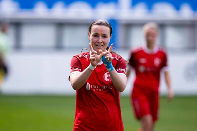 Regionalliga-Nordost Frauen: F.C. Hansa Rostock vs. 1. FFV Erfurt; Rostock; 01.06.2025 Jubel, Lea Schrenk ( 19; 1. FFV Erfurt) Regionalliga-Nordost Frauen: F.C. Hansa Rostock vs. 1. FFV Erfurt; Ostseestadion Rostock; 01.06.2025 Copyright: xBEAUTIFULxSPORTS Duehringx
