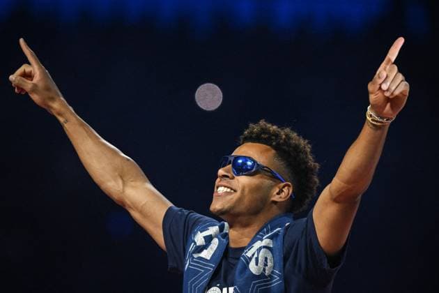 PSG celebrates Champions League trophy at Parc des Princes - FA Paris Saint-Germain’s forward Desire Doue arrives as Paris Saint-Germain’s players celebrate the UEFA Champions League trophy at the Parc des Princes Stadium in Paris on June 1, 2025, the day after PSG won the UEFA Champions League final football match over Inter Milan in Munich, on May 31, 2025. Photo by Firas Abdullah ABACAPRESS.COM Paris Ile-de-France France  Copyright: xAbdullahxFiras ABACAx