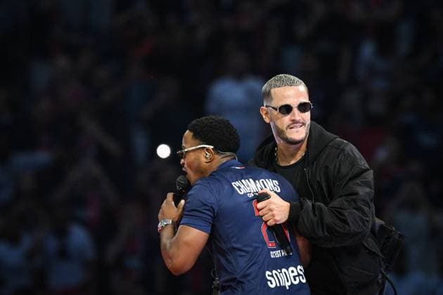 PSG celebrates Champions League trophy at Parc des Princes - FA DJ Snake performs with Niska as Paris Saint-Germain’s players celebrate the UEFA Champions League trophy at the Parc des Princes Stadium in Paris on June 1, 2025, the day after PSG won the UEFA Champions League final football match over Inter Milan in Munich, on May 31, 2025. Photo by Firas Abdullah ABACAPRESS.COM Paris Ile-de-France France  Copyright: xAbdullahxFiras ABACAx