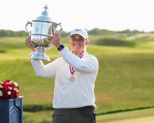 June 1, 2025, Erin, Wi, USA: MAJA STARK of Sweden holds the Harton S. Semple Trophy after winning the 80th LPGA, Golf Damen U.S. Womens Open at Erin Hills Golf Course in Erin, Wis. Stark became the third Swede to win the tournament in its 80-year history, finishing seven under. Erin USA - ZUMAb262 20250601_znp_b262_015 Copyright: xJeffxM.xBrownx