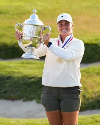 June 1, 2025, Erin, Wi, USA: MAJA STARK of Sweden holds the Harton S. Semple Trophy after winning the 80th LPGA, Golf Damen U.S. Womens Open at Erin Hills Golf Course in Erin, Wis. Stark became the third Swede to win the tournament in its 80-year history, finishing seven under. Erin USA - ZUMAb262 20250601_znp_b262_028 Copyright: xJeffxM.xBrownx