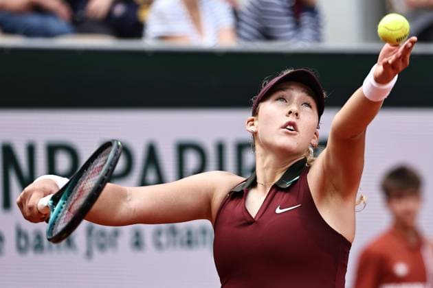 Mirra Andreeva, RUS, during fourth round of 2025 French Open at Roland Garros, Paris, 02 06 2025; -