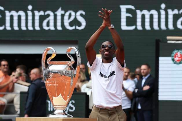 TENNIS : Roland Garros 2025 - Internationaux de France - 02 06 2025 Hommage a la victoire du Paris Saint Germain en ligue des champions - Ousmane Dembele (PSG) ParisFrance  Copyright: xMichtofx