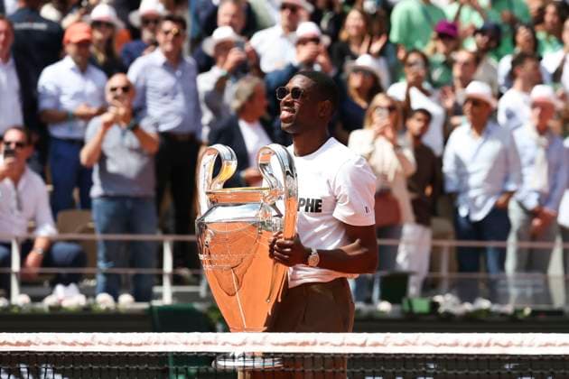 TENNIS : Roland Garros 2025 - Internationaux de France - 02 06 2025 Hommage a la victoire du Paris Saint Germain en ligue des champions - Ousmane Dembele (PSG) ParisFrance  Copyright: xMichtofx
