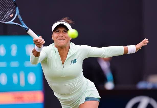 2nd June 2025; Edgbaston Priory Club, Birmingham, England: Lexus Birmingham Open Tennis, Day 1; Heather Watson& xa0;(GBR) forehand in her womens singles match against Olivia Gadecki (AUS)  ActionPlus12797646 RogerxEvans