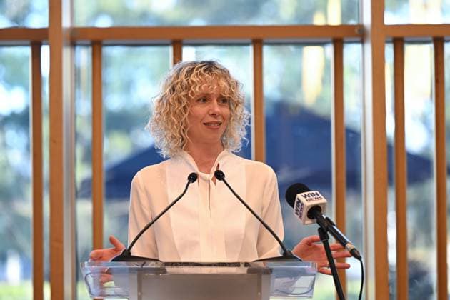 MATILDAS NATIONAL PORTRAIT GALLERY ANNOUNCEMENT, National Portrait Gallery Director Bree Pickering speaks during an announcement at the National Portrait Gallery Of Australia in Canberra, Tuesday, June 3, 2025. The National Portrait Gallery today announced a major new video portrait of all 23 players from the FIFA Women™s World Cup 2023 Final Squad to be finished by the end of the year. ( NO ARCHIVING Canberra Australian Capital Territory Australia  Copyright: xLukasxCochx 20250603128593234462