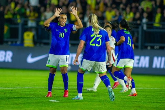 BRAZIL X JAPAN MATCH BRAGANA¡A PAULISTA (SP) 02 06 2025 - Football BRAZIL X JAPAN. Marta celebrates a goal in the match between Brazil x Japan, a women s International Friendly, Länderspiel, Nationalmannschaft held at the Cicero de Souza Marques Municipal Stadium this Monday (02). Victor Hugo Aznar da Rocha (Photo: Vitor Aznar Sports Press Photo SPP FIFA) (Victor Hugo Aznar da Rocha, Victor Hugo Aznar da Rocha SPP) Copyright: xVictorxHugoxAznarxdaxRocha,xVictorxHugoxAznarxdaxRochax xSPPx spp-en-ViHuAzDaRoViHuAzDaRo-vitor_aznar_sports_press_photo_184522