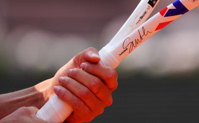 The personalised Technifibre racquet of Iga Swiatek French Open Tennis, Day Ten, Tennis, Roland Garros, Paris, France - 03 Jun 2025 EDITORIAL USE ONLY No use with unauthorised audio, video, data, fixture lists, club league logos or live services. Online in-match use limited to 120 images, no video emulation. No use in betting, games or single club league player publications. Copyright: xJavierxGarcia Shutterstockx 15335298au