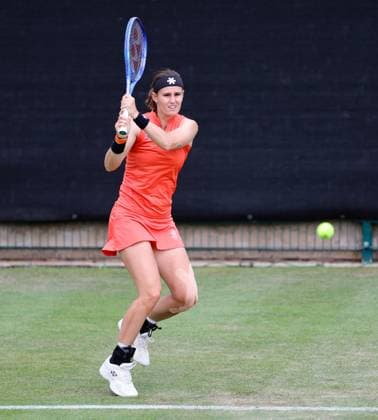 3rd June 2025; Edgbaston Priory Club, Birmingham, England: Lexus Birmingham Open Tennis, Day 2; Greet Minnen (BEL)backhand in her womens singles match against Arianne Hartono (NED)  ActionPlus12797786 RogerxEvans