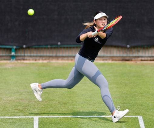 3rd June 2025; Edgbaston Priory Club, Birmingham, England: Lexus Birmingham Open Tennis, Day 2; Arianne Hartono (NED) backhand in her womens singles match against Greet Minnen (BEL)  ActionPlus12797791 RogerxEvans