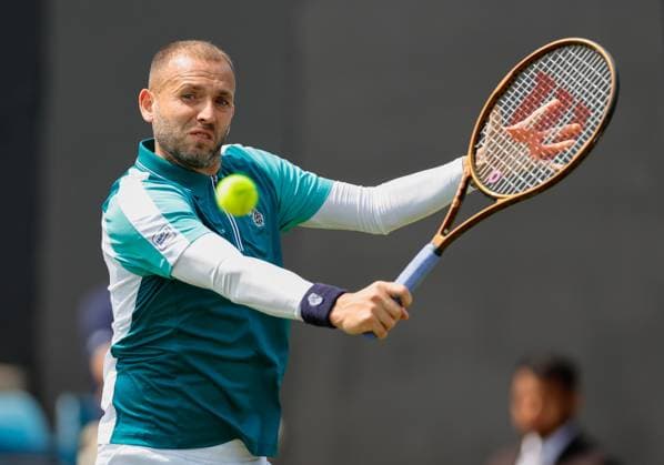 3rd June 2025; Edgbaston Priory Club, Birmingham, England: Lexus Birmingham Open Tennis, Day 2; Daniel Evans& xa0;(GBR) backhand in his mens singles match against Murphy Cassone (USA)  ActionPlus12797832 RogerxEvans
