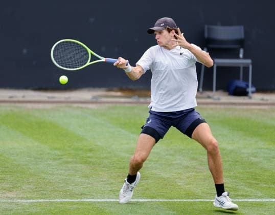 3rd June 2025; Edgbaston Priory Club, Birmingham, England: Lexus Birmingham Open Tennis, Day 2; Murphy Cassone (USA) forehand in his mens singles match against Daniel Evans& xa0;(GBR)  ActionPlus12797838 RogerxEvans